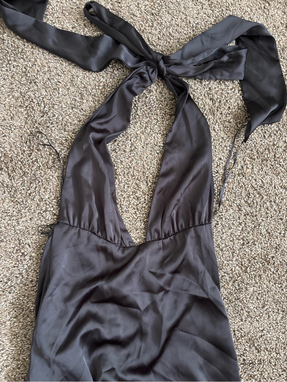 Zara Black Satin Halter Slip